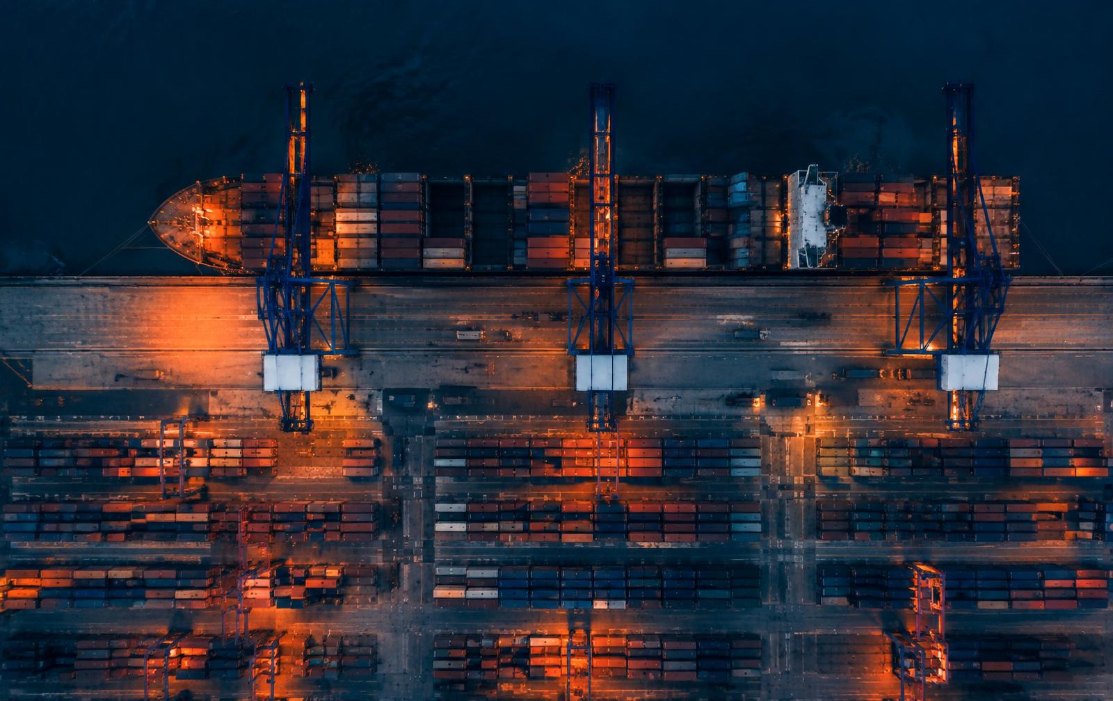 Shipping containers at a port